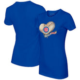 Chicago Cubs Tiny Turnip Women's Heart Banner T-Shirt - Royal