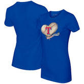 Texas Rangers Tiny Turnip Women's Heart Banner T-Shirt - Royal