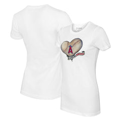 Los Angeles Angels Tiny Turnip Women's Heart Banner T-Shirt - White