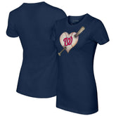 Washington Nationals Tiny Turnip Women's Heart Bat T-Shirt - Navy