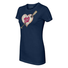 Washington Nationals Tiny Turnip Women's Heart Bat T-Shirt - Navy