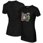 Athletics Tiny Turnip Women's Peace Love Baseball Fitted T-Shirt - Black