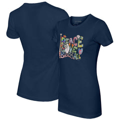 Cleveland Guardians Tiny Turnip Women's Peace Love Baseball Fitted T-Shirt - Navy