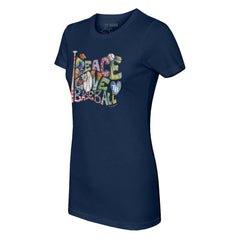 Tampa Bay Rays Tiny Turnip Women's Peace Love Baseball Fitted T-Shirt - Navy