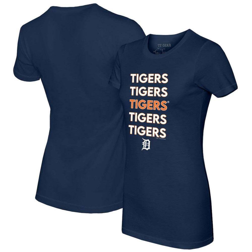 Detroit Tigers Tiny Turnip Women's Stacked T-Shirt - Navy