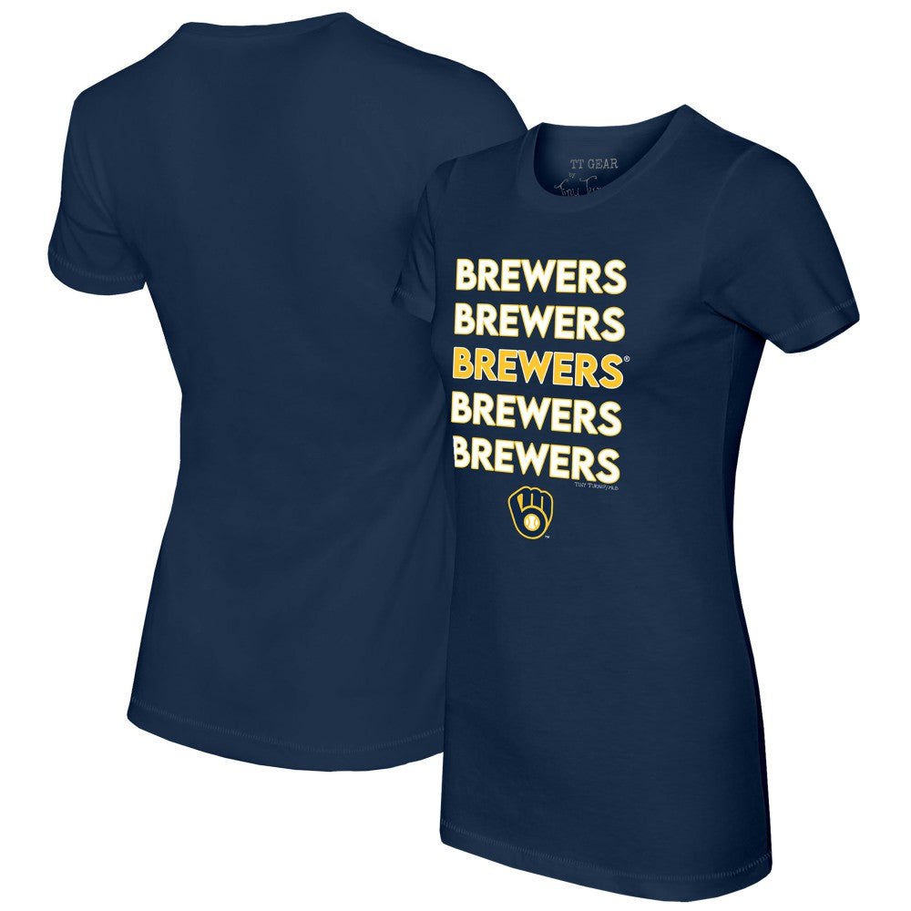 Milwaukee Brewers Tiny Turnip Women's Stacked T-Shirt - Navy