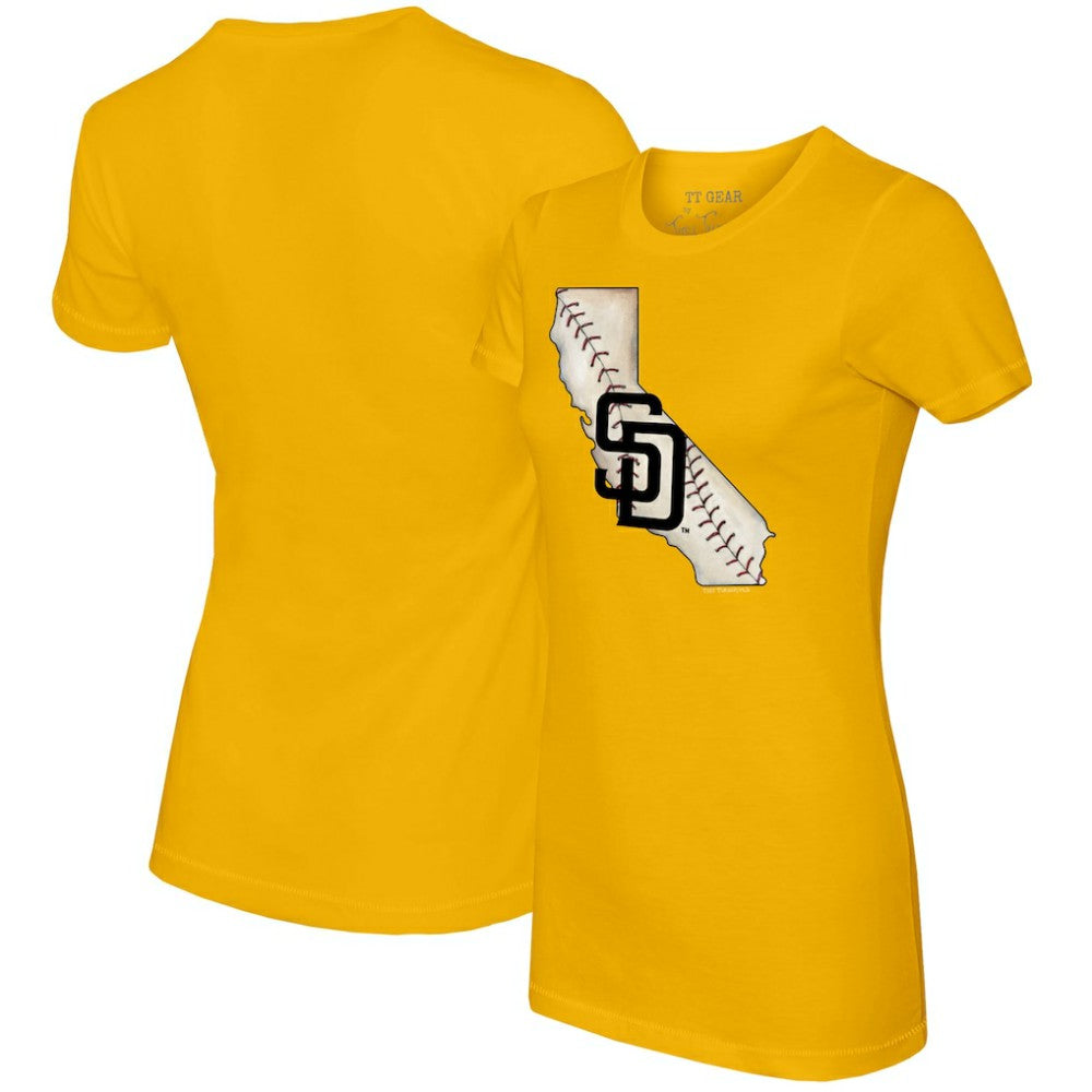 San Diego Padres Tiny Turnip Women's State Outline T-Shirt - Gold