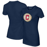 Cleveland Guardians Tiny Turnip Women's Stitched Baseball T-Shirt - Navy