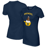 Milwaukee Brewers Tiny Turnip Women's Sundae Helmet T-Shirt - Navy