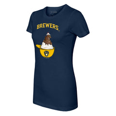 Milwaukee Brewers Tiny Turnip Women's Sundae Helmet T-Shirt - Navy