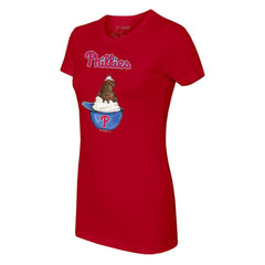 Philadelphia Phillies Tiny Turnip Women's Sundae Helmet T-Shirt - Red