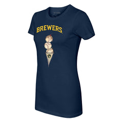 Milwaukee Brewers Tiny Turnip Women's Triple Scoop T-Shirt - Navy