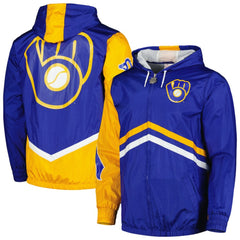 Milwaukee Brewers Undeniable Full-Zip Hoodie Windbreaker Jacket - Royal | Mitchell & Ness
