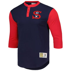 Chicago White Sox Cooperstown Collection Legendary Slub Henley 3/4-Sleeve T-Shirt - Navy | Mitchell & Ness