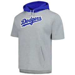 Los Angeles Dodgers Postgame Short Sleeve Pullover Hoodie - Heather Gray | Mitchell & Ness