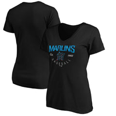 Miami Marlins Women's Core Live For It V-Neck T-Shirt - Black