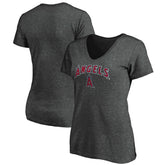 Los Angeles Angels Women's Core Team Lock Up V-Neck T-Shirt - Charcoal