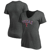 Texas Rangers Women's Core Team Lock Up Wordmark V-Neck T-Shirt - Charcoal