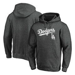 Los Angeles Dodgers Team Lock Up Wordmark Pullover Hoodie - Charcoal