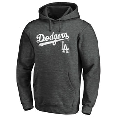 Los Angeles Dodgers Team Lock Up Wordmark Pullover Hoodie - Charcoal