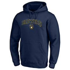 Milwaukee Brewers Team Lock Up Wordmark Pullover Hoodie - Navy