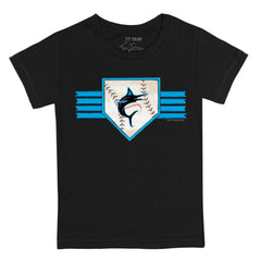 Miami Marlins Tiny Turnip Youth Base Stripe T-Shirt - Black
