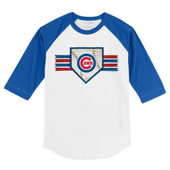 Chicago Cubs Tiny Turnip Youth Base Stripe 3/4-Sleeve Raglan T-Shirt - White/Royal