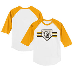 San Diego Padres Tiny Turnip Youth Base Stripe 3/4-Sleeve Raglan T-Shirt - White/Gold