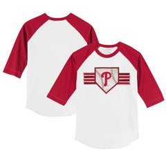 Philadelphia Phillies Tiny Turnip Youth Base Stripe 3/4-Sleeve Raglan T-Shirt - White/Red