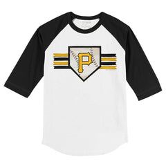 Pittsburgh Pirates Tiny Turnip Youth Base Stripe 3/4-Sleeve Raglan T-Shirt - White/Black