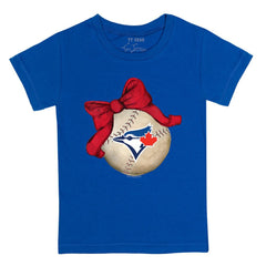 Toronto Blue Jays Tiny Turnip Youth Baseball Bow T-Shirt - Royal