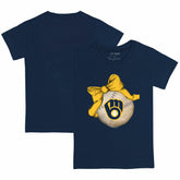 Milwaukee Brewers Tiny Turnip Youth Baseball Bow T-Shirt - Navy