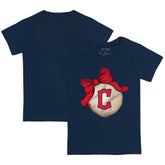 Cleveland Guardians Tiny Turnip Youth Baseball Bow T-Shirt - Navy