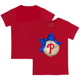 Philadelphia Phillies Tiny Turnip Youth Baseball Bow T-Shirt - Red