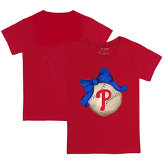 Philadelphia Phillies Tiny Turnip Youth Baseball Bow T-Shirt - Red
