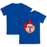 Texas Rangers Tiny Turnip Youth Baseball Bow T-Shirt - Royal
