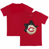 Cincinnati Reds Tiny Turnip Youth Baseball Bow T-Shirt - Red