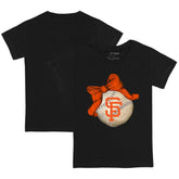 San Francisco Giants Tiny Turnip Youth Baseball Bow T-Shirt - Black