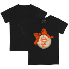 San Francisco Giants Tiny Turnip Youth Baseball Bow T-Shirt - Black