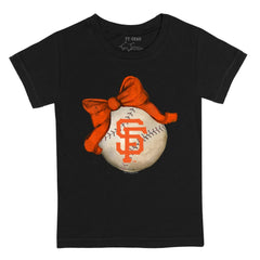 San Francisco Giants Tiny Turnip Youth Baseball Bow T-Shirt - Black
