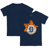 Detroit Tigers Tiny Turnip Youth Baseball Bow T-Shirt - Navy