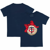 Minnesota Twins Tiny Turnip Youth Baseball Bow T-Shirt - Navy