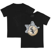Chicago White Sox Tiny Turnip Youth Baseball Bow T-Shirt - Black