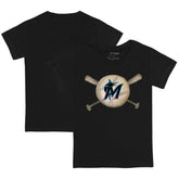 Miami Marlins Tiny Turnip Youth Baseball Cross Bats T-Shirt - Black