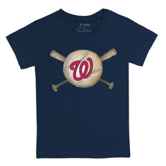 Washington Nationals Tiny Turnip Youth Baseball Cross Bats T-Shirt - Navy