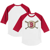 Boston Red Sox Tiny Turnip Youth Baseball Cross Bats 3/4-Sleeve Raglan T-Shirt - White/Red