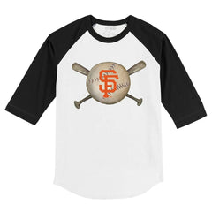 San Francisco Giants Tiny Turnip Youth Baseball Cross Bats 3/4-Sleeve Raglan T-Shirt - White/Black