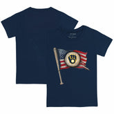 Milwaukee Brewers Tiny Turnip Youth Baseball Flag T-Shirt - Navy