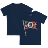 Detroit Tigers Tiny Turnip Youth Baseball Flag T-Shirt - Navy
