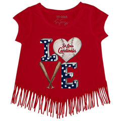 St. Louis Cardinals Tiny Turnip Girls Youth Baseball Love Fringe T-Shirt - Red